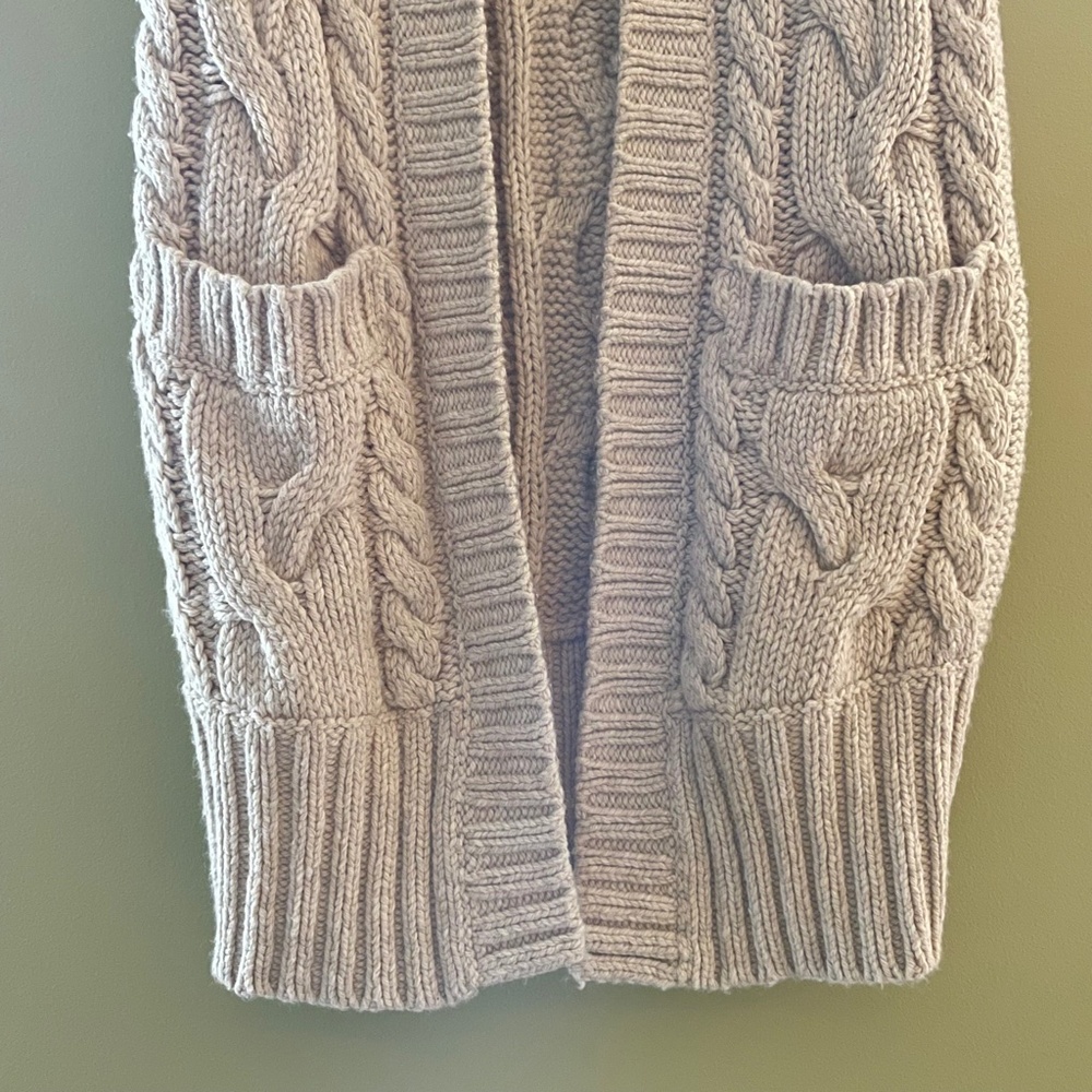 Abercrombie Fitch Women S Wool Blend Cable Knit Trench Sweater Logo Y2K Hooded - Picture 3 of 10